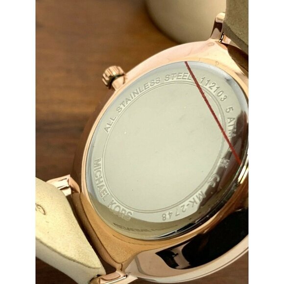 Michael Kors Women's Watch MK2748 Pyper Quartz White Dial Rose Gold Leather Band - Picture 7 of 13